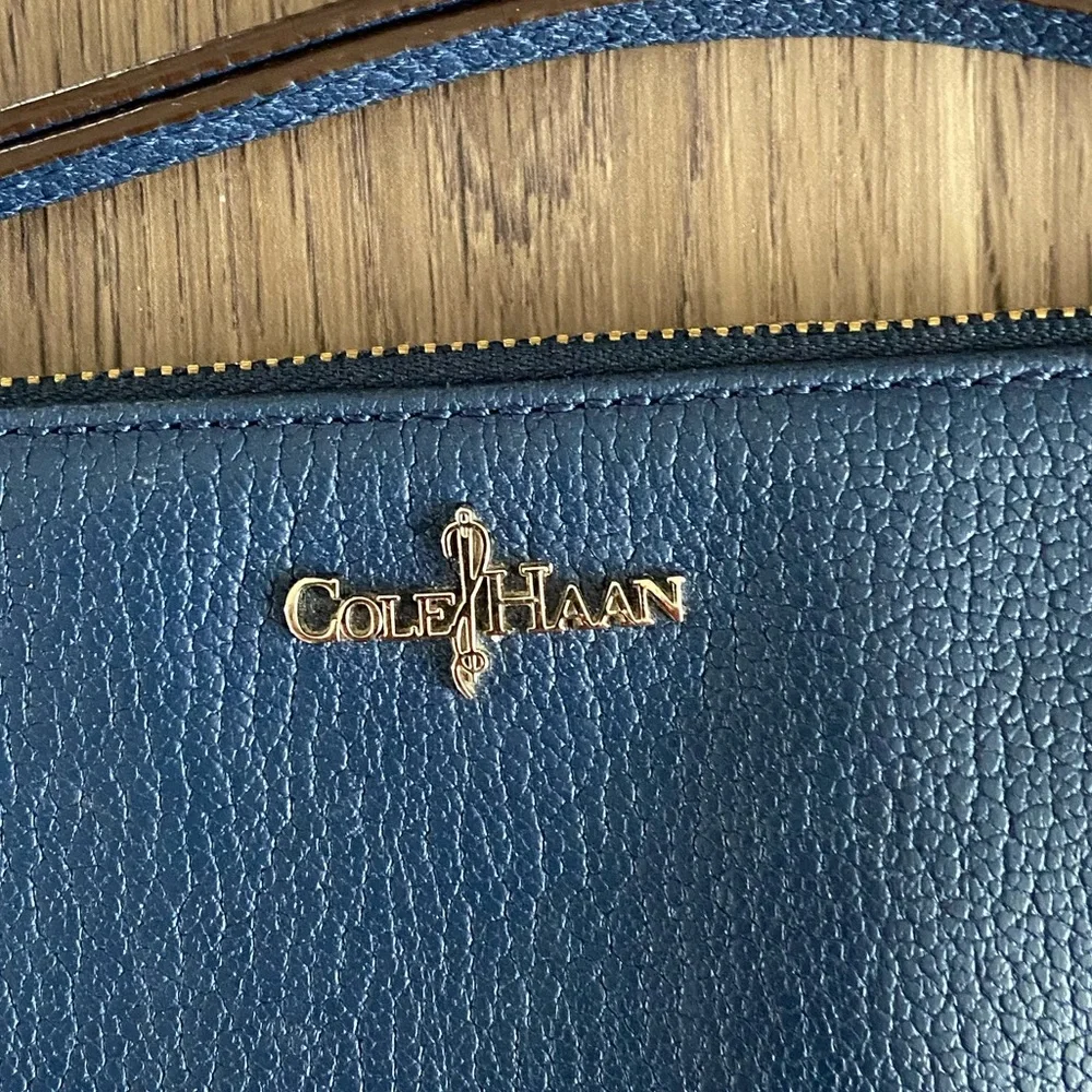 Cole Haan Navy Pebbled Leather Wristlet